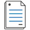 En enkel ikon som viser to stablede dokumenter med blå linjer som indikerer tekst.