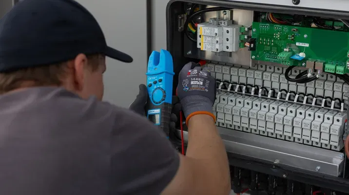 Kreatel-elektriker jobber med sikringsskap.