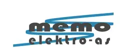 Logo for Memo Elektro AS med stilisert blå ledning og sort tekst.