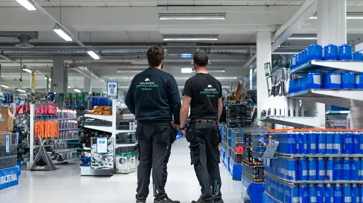 Elektrikere fra Valdres Installasjon hos Amfi Elektro.