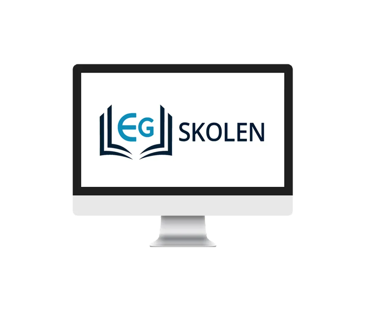 Dataaskjerm med logoen til EG Skolen