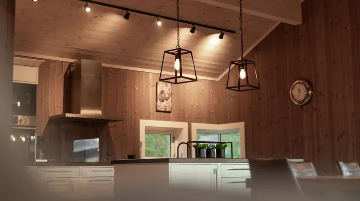 Hytte lyst interiør taklamper med glass