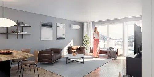 daikin moskus varmepumpe hvit på stuevegg