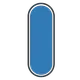 En blå, vertikal oval med svarte kanter på en gjennomsiktig bakgrunn.
